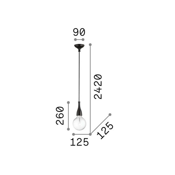 Ideal Lux MINIMAL E27 Pendelleuchte 8W ⌀125mm dimmbar Schwarz warmweiss 009407