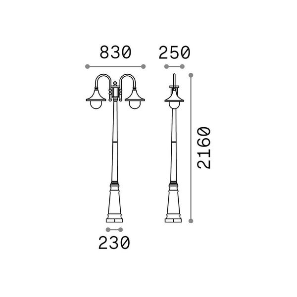 Ideal Lux CIMA Stehleuchte E27 2-fach dimmbar Schwarz IP43 024097