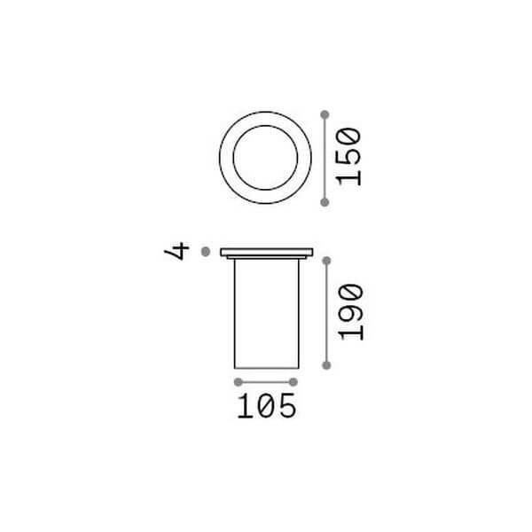 Ideal Lux PARK Einbauleuchte E27 ⌀150mm dimmbar Stahlfarben IP67 032825