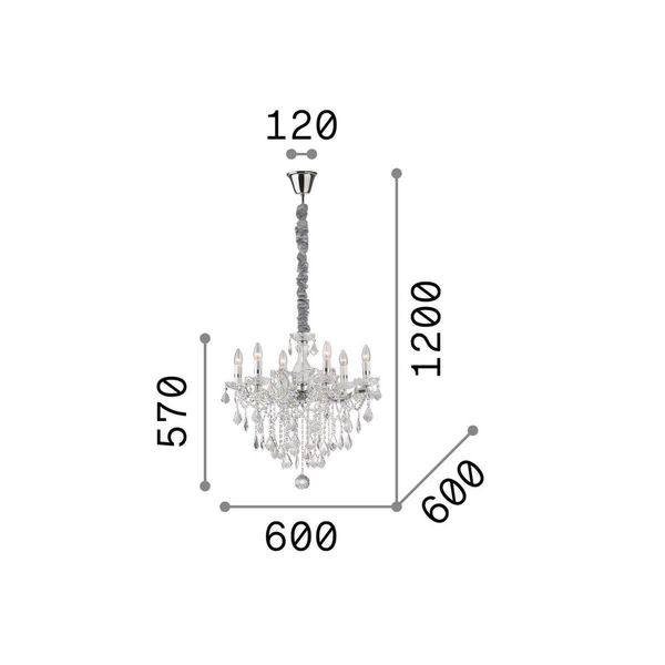 Ideal Lux FLORIAN Pendelleuchte E14 6-fach ⌀600mm dimmbar Chrom 035628