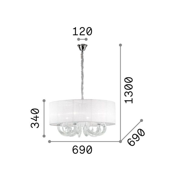 Ideal Lux SWAN Pendelleuchte E14 6-fach ⌀690mm dimmbar Weiss 035826