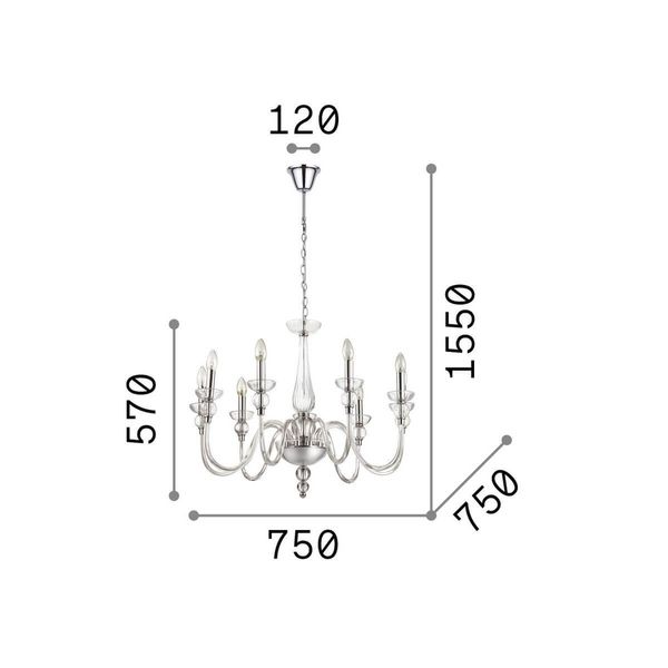 Ideal Lux DOGE Pendelleuchte E14 9-fach ⌀750mm dimmbar Klar 044453