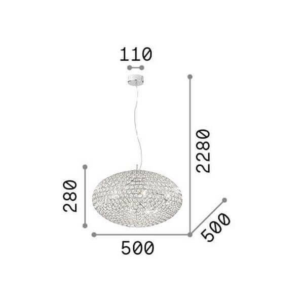 Ideal Lux ORION Pendelleuchte E14 8-fach ⌀500mm dimmbar Chrom 066387