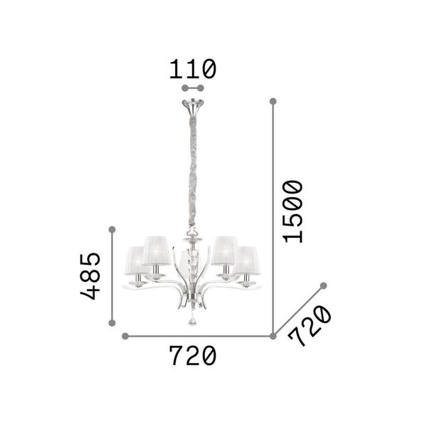 Ideal Lux PEGASO Pendelleuchte E14 5-fach ⌀720mm dimmbar Weiss 066448