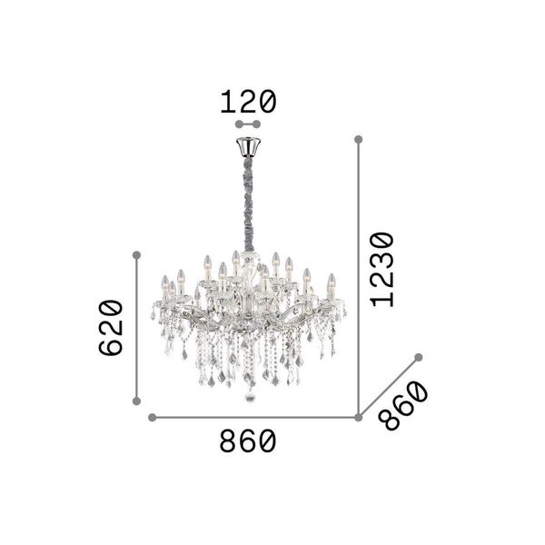 Ideal Lux FLORIAN Pendelleuchte E14 18-fach ⌀860mm dimmbar Chrom 075150