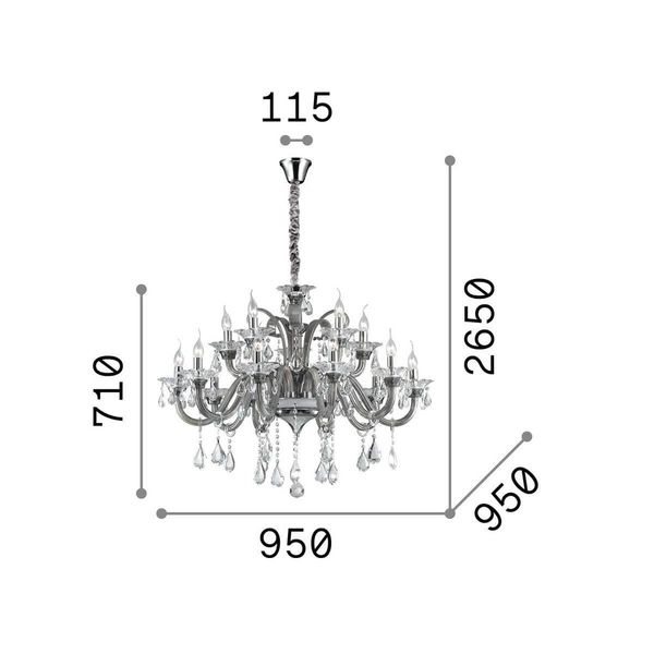 Ideal Lux COLOSSAL Pendelleuchte E14 15-fach ⌀950mm dimmbar Grau 081526