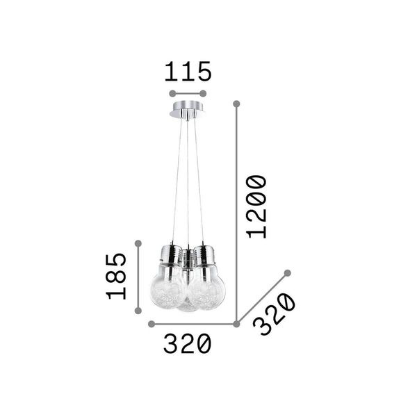 Ideal Lux LUCE MAX Pendelleuchte E27 3-fach ⌀320mm dimmbar Klar 081762