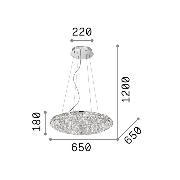 Ideal Lux KING G9 Pendelleuchte 12x ⌀650mm dimmbar Chrom warmweiss 088013