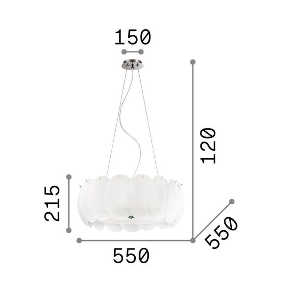 Ideal Lux OVALINO Pendelleuchte E27 8-fach ⌀550mm dimmbar Weiss 090481