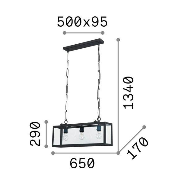 Ideal Lux IGOR Pendelleuchte E27 3-fach dimmbar Schwarz 092881