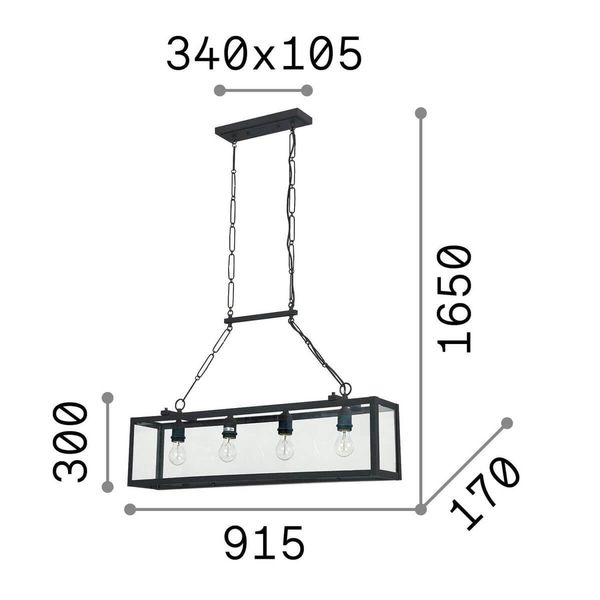 Ideal Lux IGOR Pendelleuchte E27 4-fach dimmbar Schwarz 092942