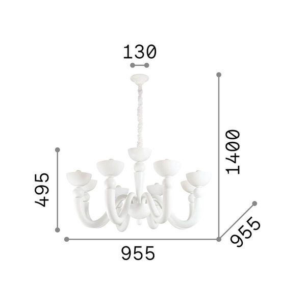 Ideal Lux BON BON Pendelleuchte E14 8-fach ⌀955mm dimmbar Weiss 094007