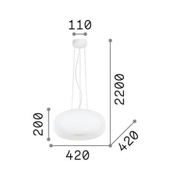 Ideal Lux ULISSE Pendelleuchte E27 3-fach ⌀420mm dimmbar Weiss 095226