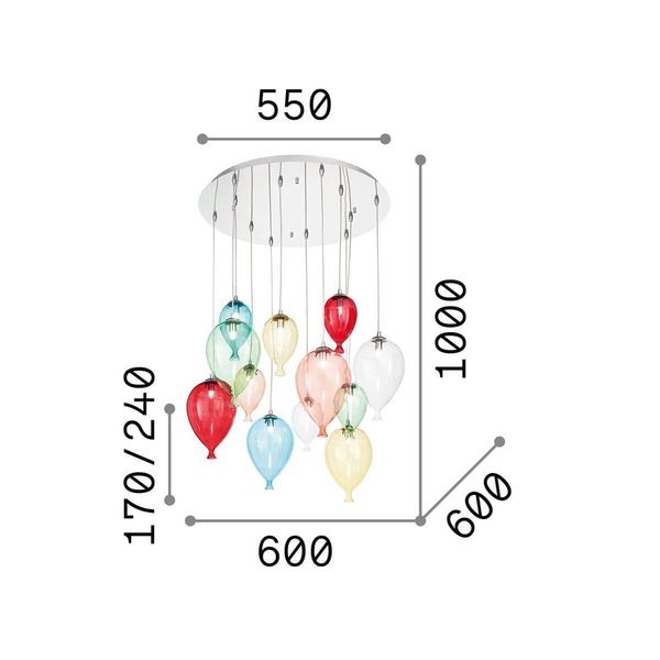 Ideal Lux CLOWN G9 Pendelleuchte 12x ⌀600mm dimmbar Bunt warmweiss 100951