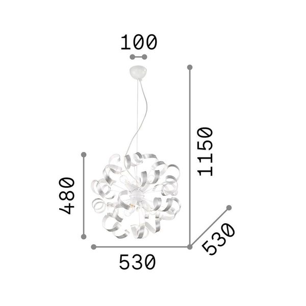 Ideal Lux VORTEX Pendelleuchte E14 6-fach ⌀530mm dimmbar Silber 101613