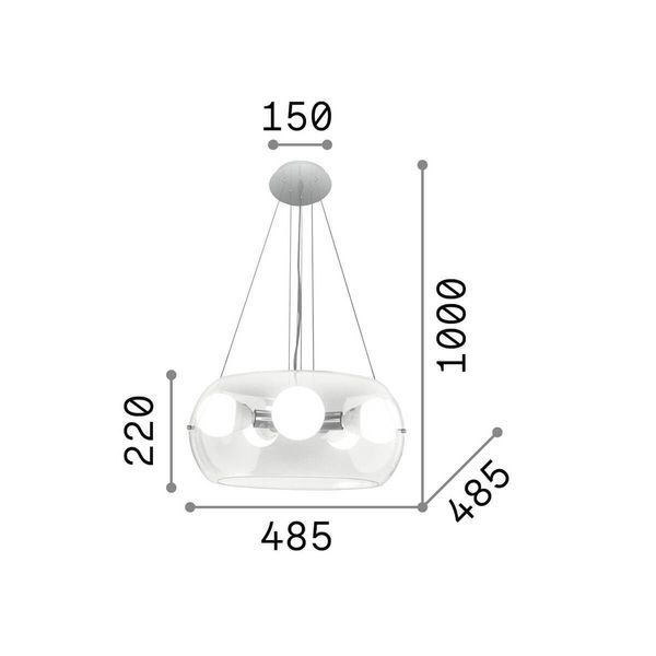 Ideal Lux AUDI-10 E27 Pendelleuchte 5x 5x8W ⌀485mm dimmbar Rauchglas 103983