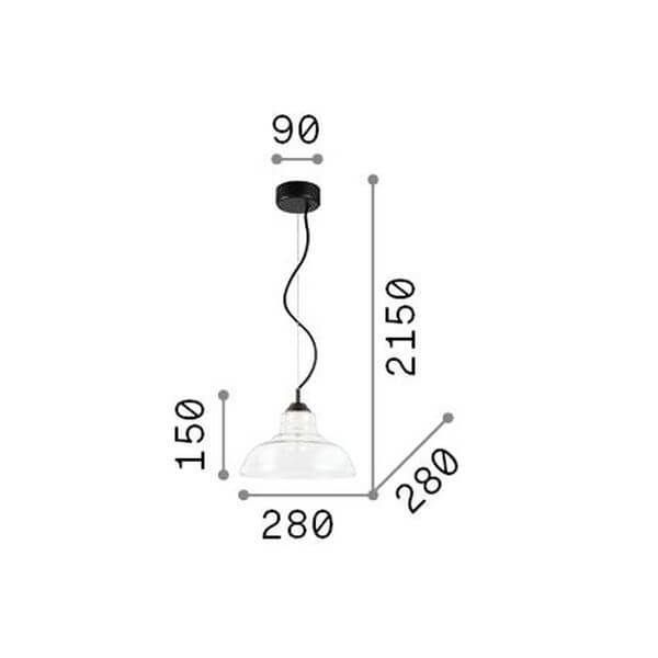 Ideal Lux BISTRO' Pendelleuchte E27 ⌀280mm dimmbar Klar 112336