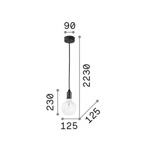 Ideal Lux EDISON E27 Pendelleuchte 8W ⌀125mm dimmbar Schwarz warmweiss 113319