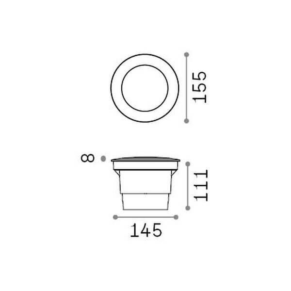 Ideal Lux GRAVITY GX53 Einbauleuchte 10W ⌀155mm dimmbar Schwarz IP67 CCT einstellbare Lichtfarbe 120324