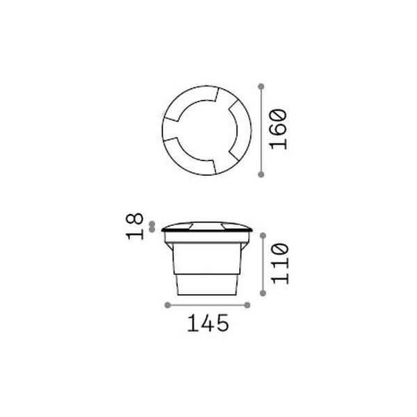 Ideal Lux LANDING GX53 Einbauleuchte 10W ⌀160mm dimmbar Schwarz IP67 CCT einstellbare Lichtfarbe 120362