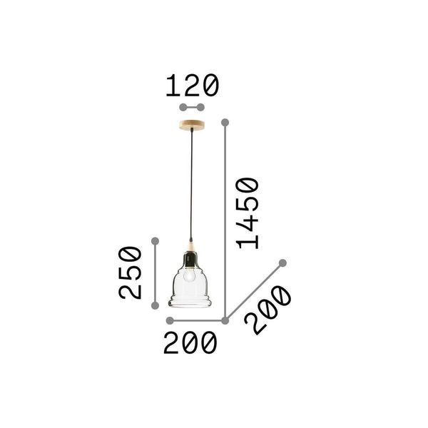 Ideal Lux GRETEL Pendelleuchte E27 ⌀200mm dimmbar Schwarz 122564