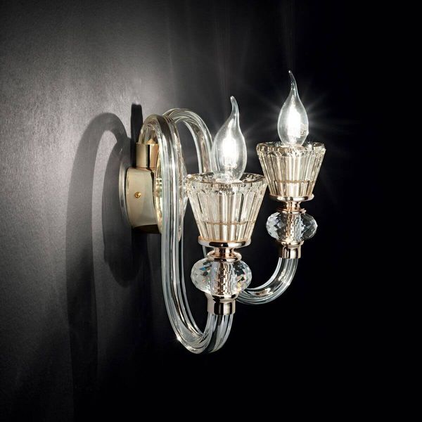 Ideal Lux STRAUSS Wandleuchte E14 2-fach dimmbar Gold 140599