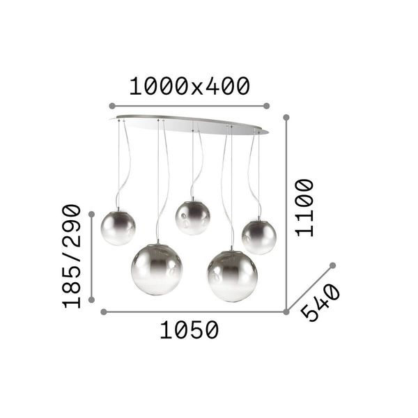 Ideal Lux MAPA FADE Pendelleuchte E27 5-fach dimmbar Chromrauchglas 140759