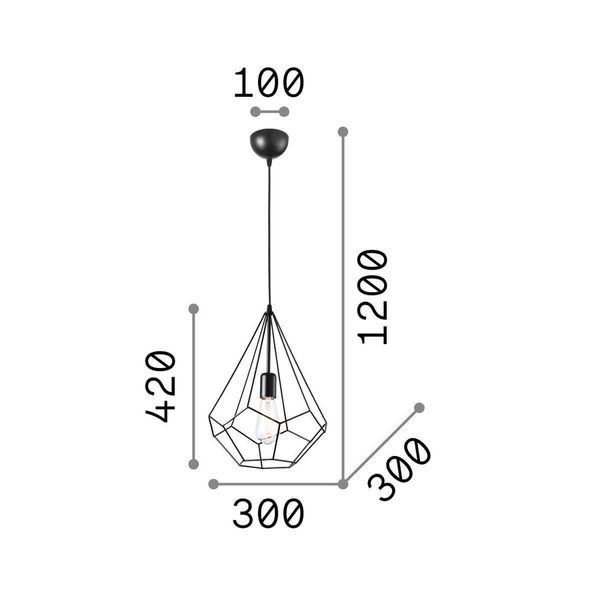 Ideal Lux AMPOLLA Pendelleuchte E27 ⌀300mm dimmbar Schwarz 148175