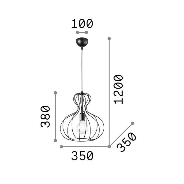 Ideal Lux AMPOLLA Pendelleuchte E27 ⌀350mm dimmbar Schwarz 148502