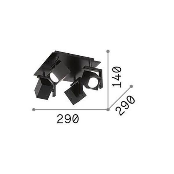 Ideal Lux MOUSE Deckenleuchte GU10 4-fach dimmbar Schwarz 156712