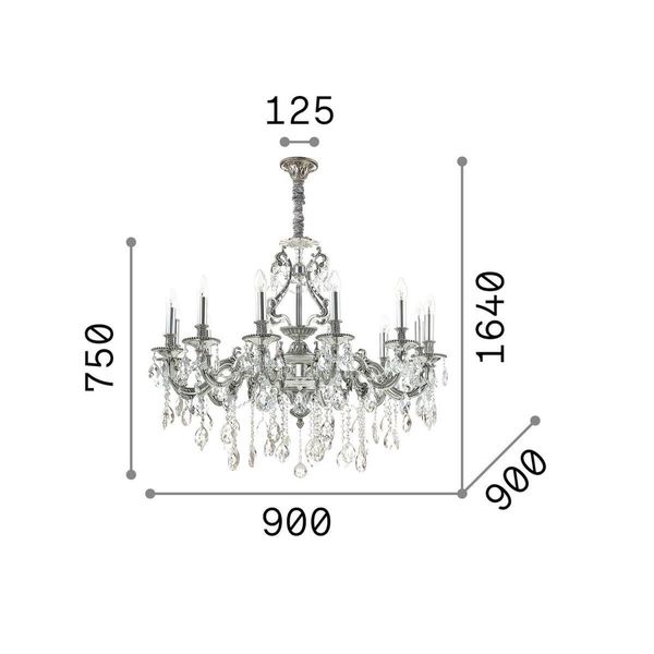 Ideal Lux GIOCONDA Pendelleuchte E14 12-fach ⌀900mm dimmbar Silber 164953