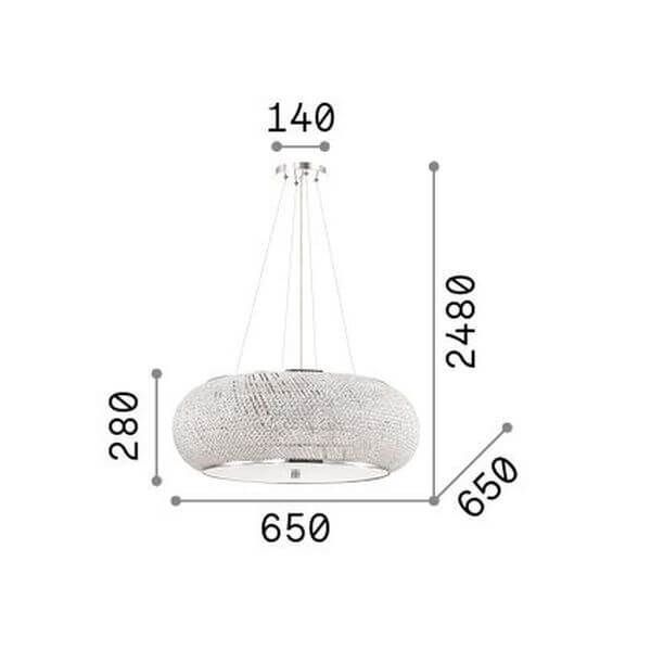 Ideal Lux PASHA' Pendelleuchte E14 14-fach ⌀650mm dimmbar Chrom 164977