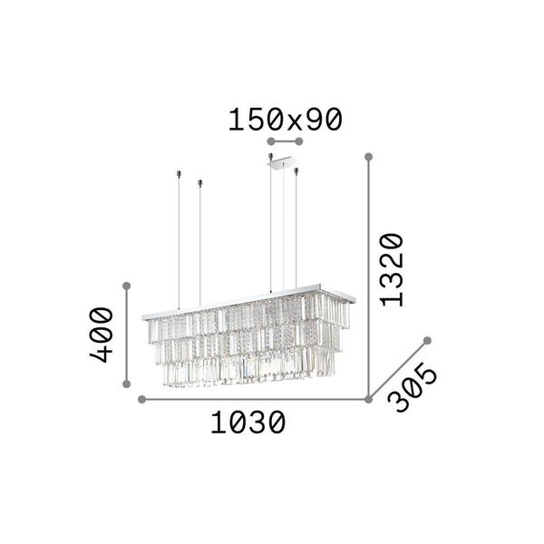 Ideal Lux MARTINEZ Pendelleuchte E14 8-fach dimmbar Chrom 166360