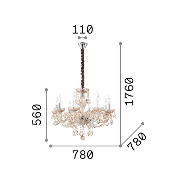 Ideal Lux ROSE Pendelleuchte E14 8-fach ⌀780mm dimmbar Amber 166889