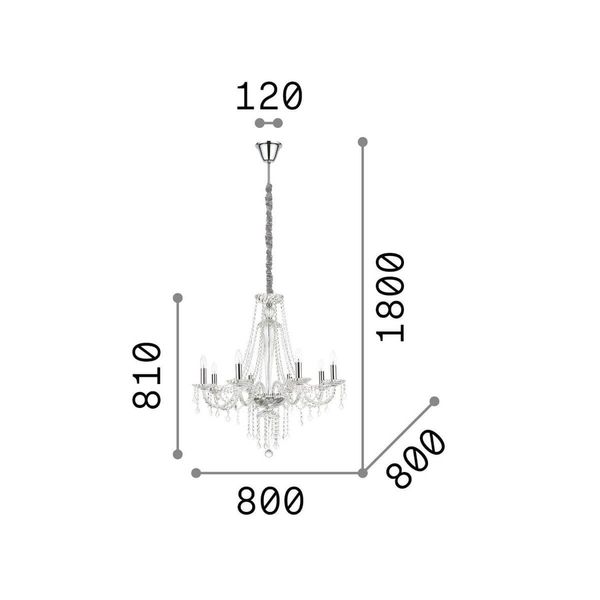 Ideal Lux AMADEUS Pendelleuchte E14 8-fach ⌀800mm dimmbar Klar 168777