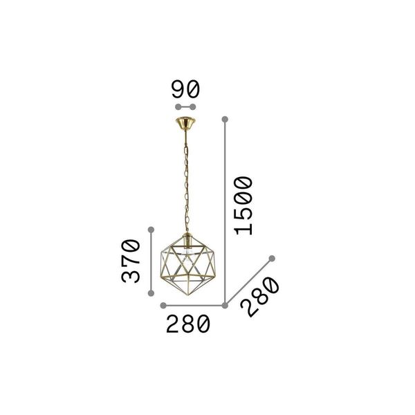 Ideal Lux DECA Pendelleuchte E27 ⌀280mm dimmbar Brüniert 168852