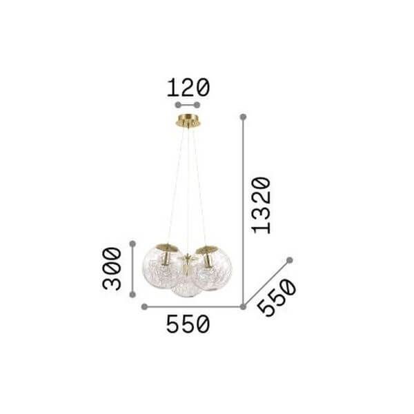 Ideal Lux MAPA SAT Pendelleuchte E27 3-fach ⌀550mm dimmbar Messing 175973