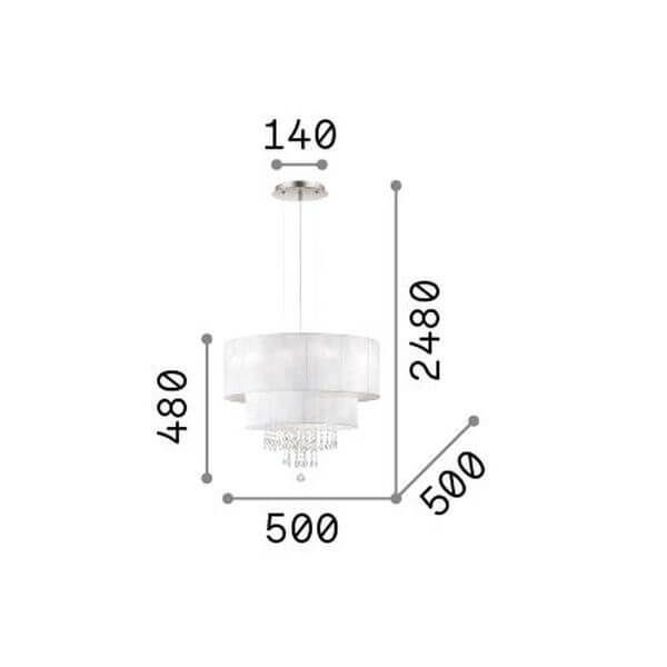 Ideal Lux OPERA Pendelleuchte E27 4-fach ⌀500mm dimmbar Weiss 182179