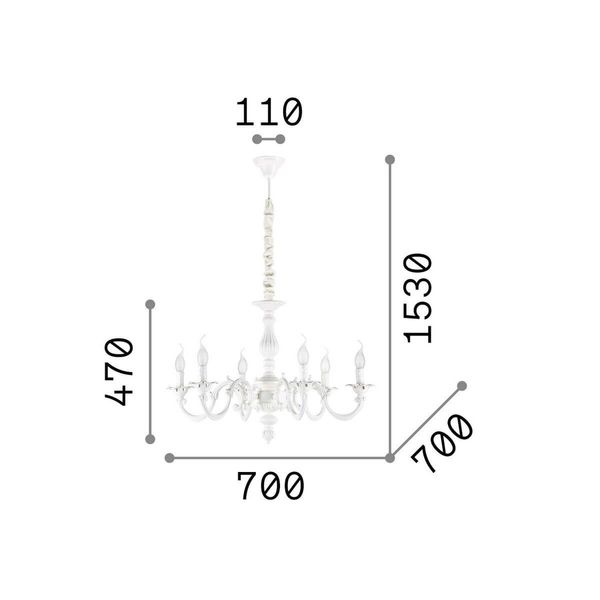 Ideal Lux JUSTINE Pendelleuchte E14 6-fach ⌀700mm dimmbar Weiss 197500