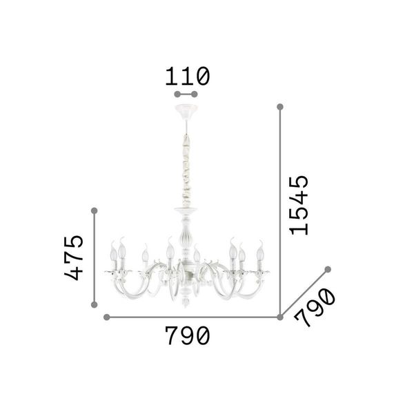 Ideal Lux JUSTINE Pendelleuchte E14 8-fach ⌀790mm dimmbar Weiss 197524