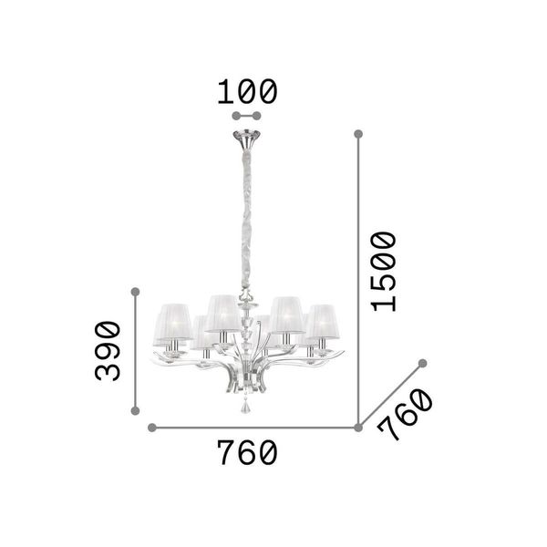 Ideal Lux PEGASO Pendelleuchte E14 8-fach ⌀760mm dimmbar Messing 197739