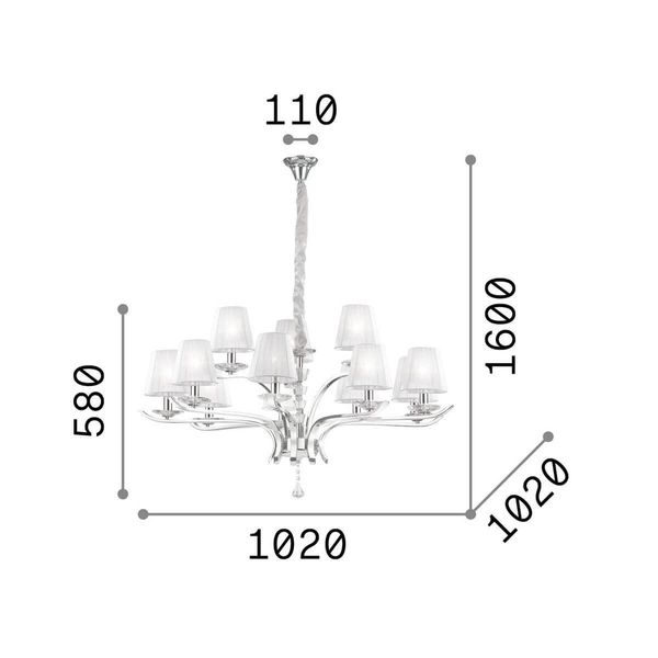 Ideal Lux PEGASO Pendelleuchte E14 12-fach ⌀1020mm dimmbar Messing 197746