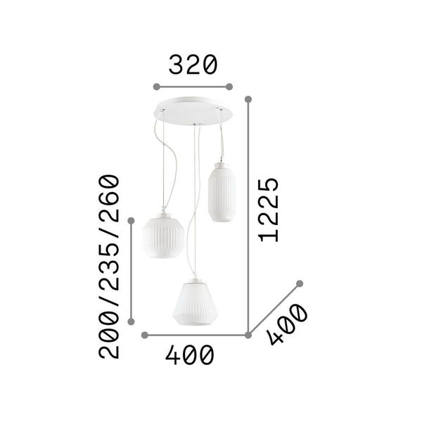 Ideal Lux ORIGAMI Pendelleuchte E27 3-fach ⌀400mm dimmbar Weiss 198095