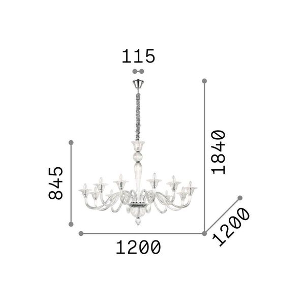 Ideal Lux BRIGITTA Pendelleuchte E14 12-fach ⌀1200mm dimmbar Klar 199375