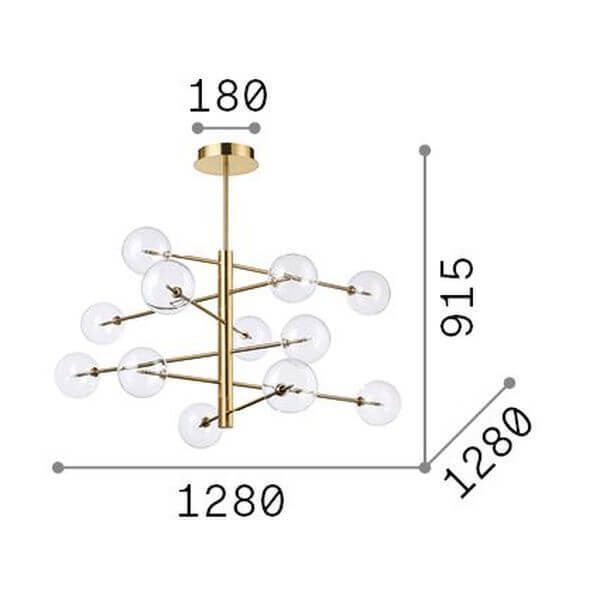 Ideal Lux EQUINOXE G4 Pendelleuchte 12x ⌀1281mm Messing warmweiss 200125