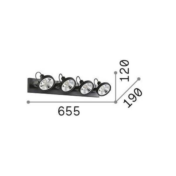 Ideal Lux GLIM GU10 Deckenleuchte 4x dimmbar Schwarz warmweiss 200255