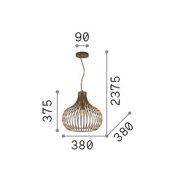 Ideal Lux ONION Pendelleuchte E27 ⌀380mm dimmbar Braun 205298