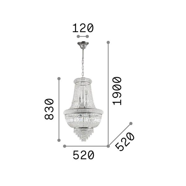 Ideal Lux DUBAI Pendelleuchte E14 10-fach ⌀520mm dimmbar Messing 207216