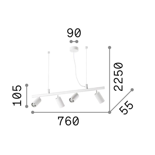 Ideal Lux DYNAMITE GU10 Pendelleuchte 4x dimmbar Schwarz warmweiss 231341