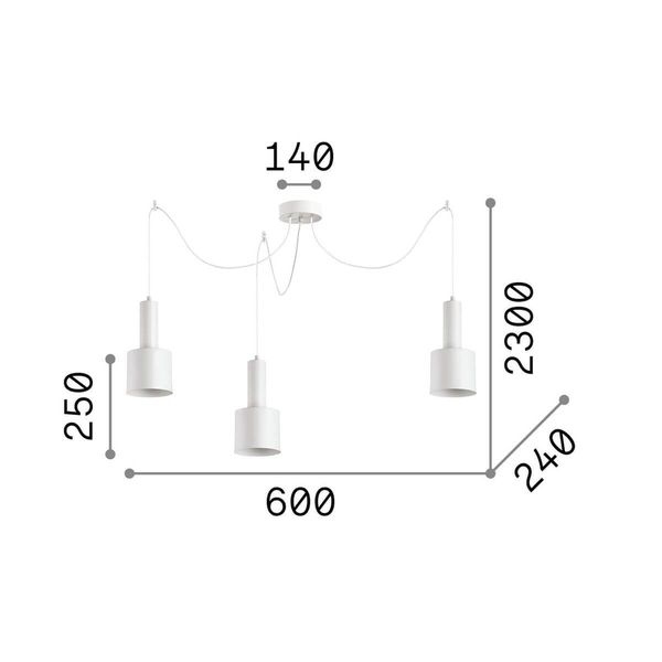 Ideal Lux HOLLY Pendelleuchte E27 3-fach dimmbar Weiss 231587